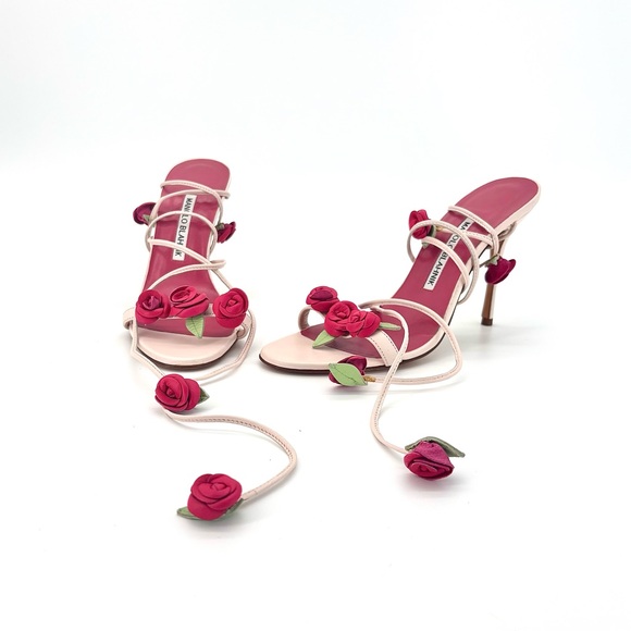 Manolo Blahnik Shoes - Manolo Blahnik Spring 2016 Xafiore Rose Ankle Strap Sandals 37